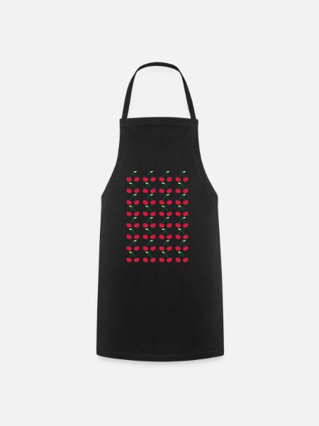 Little Cherries Stencil Pattern - Kochschürze - Schwarz