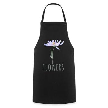 Illustration minimaliste de fleurs sauvages bleues - Tablier de cuisine - noir - Devant - AI Model Male 185 dark (185cm)