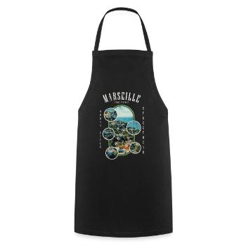 Marseille Frankreich Stadt Skyline Heimat Liebe - Kochschürze - Schwarz - Vorne - AI Model Male 185 dark (185cm)