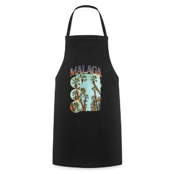 Malaga Spain City Skyline Summer Holiday Palm Trees - Cooking Apron - black - Front - AI Model Male 185 dark (185cm)