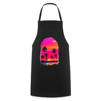 Sonnenuntergang mit Plamen - Kochschürze - Schwarz - Vorne - AI Model Male 185 dark (185cm)
