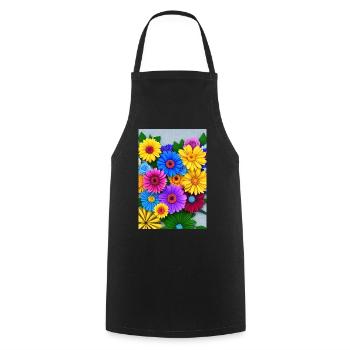 Multi Flowers - Cooking Apron - black - Front - AI Model Male 185 dark (185cm)
