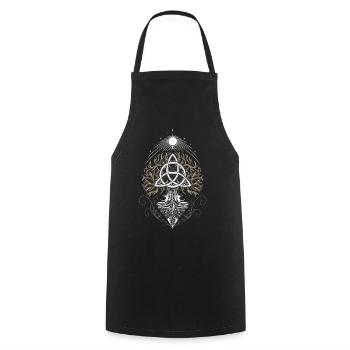 Yggdrasil Arbre de Vie Triquetra - Tablier de cuisine - noir - Devant - AI Model Male 185 dark (185cm)