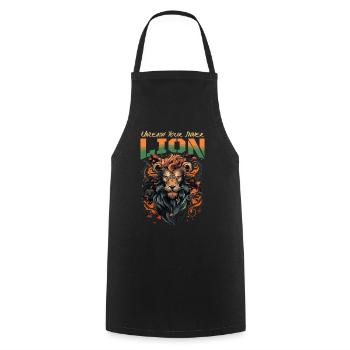 lion, lion head, strong, wild, pride, brave, royal, - Cooking Apron - black - Front - AI Model Male 185 dark (185cm)