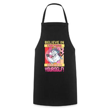 Licorne Foi Motivation Positif Succès Magique - Tablier de cuisine - noir - Devant - AI Model Male 185 dark (185cm)