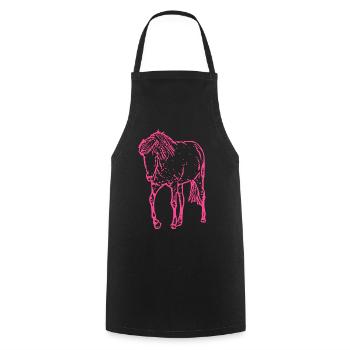 Pferd rosa pink - Kochschürze - Schwarz - Vorne - AI Model Male 185 dark (185cm)