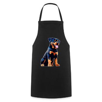 Cute Rottweiler in comic style - Cooking Apron - black - Front - AI Model Male 185 dark (185cm)