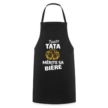 Citation humoristique sur la bière - Tablier de cuisine - noir - Devant - AI Model Male 185 dark (185cm)