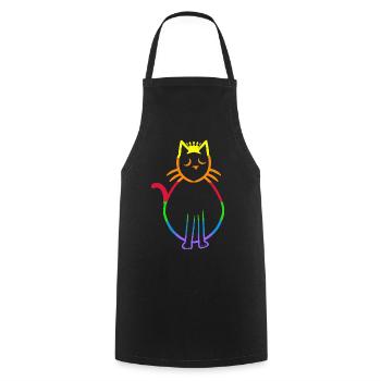 80er 90er Retro Vintage Katze Katzen Kätzchen - Kochschürze - Schwarz - Vorne - AI Model Male 185 dark (185cm)