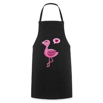Cute flamingo with heart - Cooking Apron - black - Front - AI Model Male 185 dark (185cm)