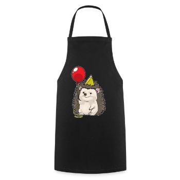 Hedgehog Birthday Balloon - Cooking Apron - black - Front - AI Model Male 185 dark (185cm)