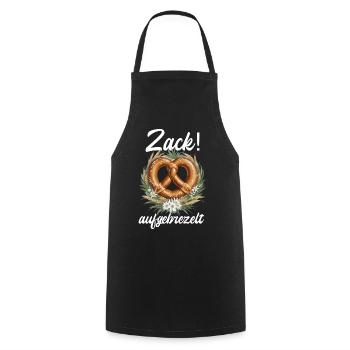 Traditionelle Brezel Zack aufgebrezelt Dirndl - Kochschürze - Schwarz - Vorne - AI Model Male 185 dark (185cm)