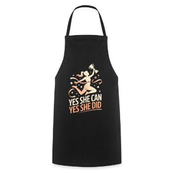 Yes She Can Yes She Did Women Empower Women's - Cooking Apron - black - Front - AI Model Male 185 dark (185cm)