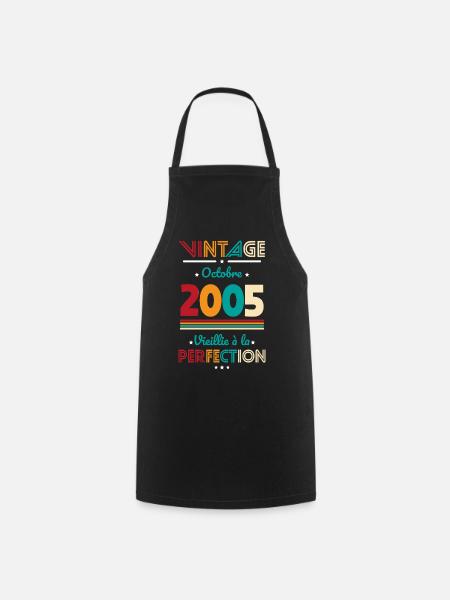 Anniversaire 20 ans - Vintage - Octobre 2005 - Tablier de cuisine - noir