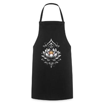 Lotus Metallic Mandala - Kochschürze - Schwarz - Vorne - AI Model Male 185 dark (185cm)