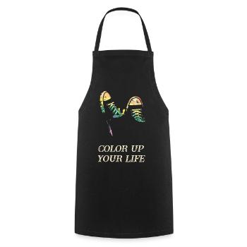Baskets colorées au style rétro - Tablier de cuisine - noir - Devant - AI Model Male 185 dark (185cm)