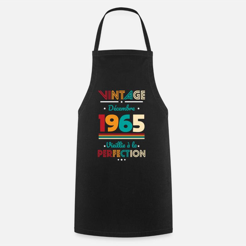 Anniversaire 60 ans - Vintage - Décembre 1965 - Tablier de cuisine - noir