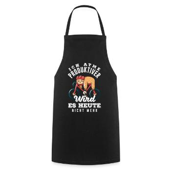 I'm breathing – it doesn't get any more productive today - Cooking Apron - black - Front - AI Model Male 185 dark (185cm)