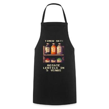 Timer Set | Rotate lenses in 5 years - Cooking Apron - black - Front - AI Model Male 185 dark (185cm)