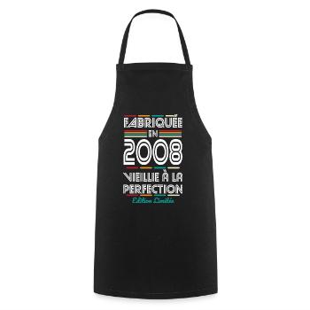 2008 – Made – Aged to perfection - Cooking Apron - black - Front - AI Model Male 185 dark (185cm)