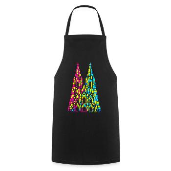 Kölner Dom Fasching Karneval Konfetti Geschenk - Kochschürze - Schwarz - Vorne - AI Model Male 185 dark (185cm)