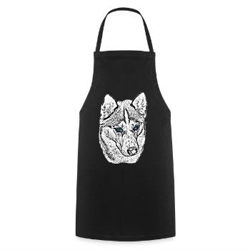 Wolf Head Drawing Blue Eyes - Cooking Apron - black - Front - AI Model Male 185 dark (185cm)