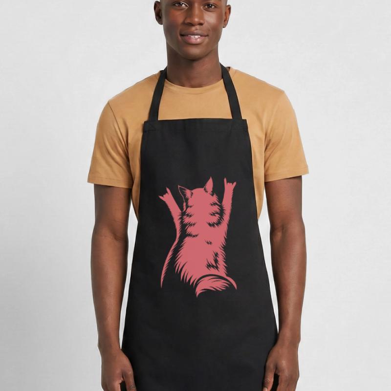 Rock Cat Back View – Devil Horns Cooking Apron