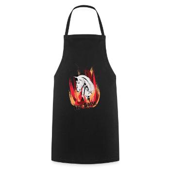 Fire Horse - Illustration with flames - Cooking Apron - black - Front - AI Model Male 185 dark (185cm)