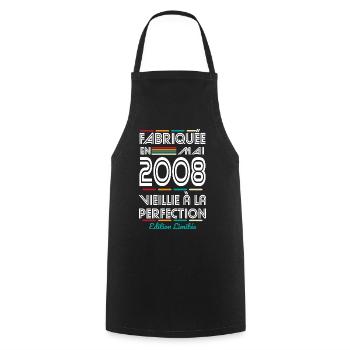 18 Year Anniversary - Made in May 2008 - Cooking Apron - black - Front - AI Model Male 185 dark (185cm)
