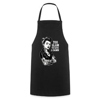 Rockabella Pin-Up: Outlaw Tattoo Girl & Lederjacke - Kochschürze - Schwarz - Vorne - AI Model Male 185 dark (185cm)