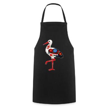 Folk Stork standing on one leg - Cooking Apron - black - Front - AI Model Male 185 dark (185cm)