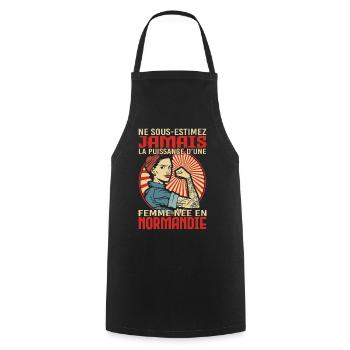 Femme née en Normandie humour fierté normande - Tablier de cuisine - noir - Devant - AI Model Male 185 dark (185cm)