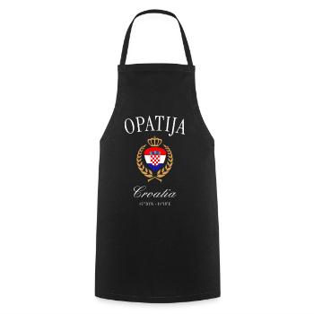 Opatija Kroatien Wappen Krone – Reise Souvenir - Kochschürze - Schwarz - Vorne - AI Model Male 185 dark (185cm)