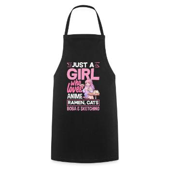 Anime Girl Ramen Cats Boba Drawing - Cooking Apron - black - Front - AI Model Male 185 dark (185cm)