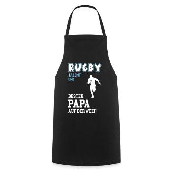 Rugby Bester Papa Vater Vatertag Geburtstag - Kochschürze - Schwarz - Vorne - AI Model Male 185 dark (185cm)