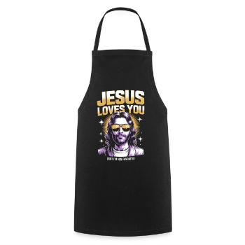 T-shirt préféré de Jesus Loves You - Tablier de cuisine - noir - Devant - AI Model Male 185 dark (185cm)