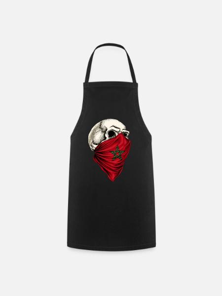 Crâne du drapeau marocain du Maroc - Tablier de cuisine - noir
