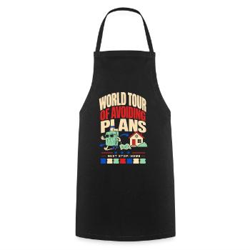 World tour without plans – Next stop at home - Cooking Apron - black - Front - AI Model Male 185 dark (185cm)
