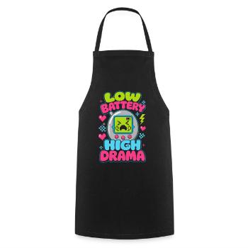 Low Battery High Drama Retro - Cooking Apron - black - Front - AI Model Male 185 dark (185cm)