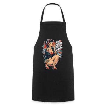 Rockabilly Outlaw Pin-Up: Too Glam to Damn - Kochschürze - Schwarz - Vorne - AI Model Male 185 dark (185cm)