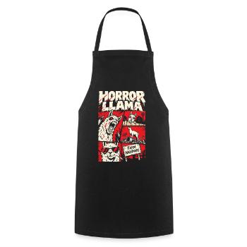 Horror-Lama – Farm Nightmare Comic - Kochschürze - Schwarz - Vorne - AI Model Male 185 dark (185cm)