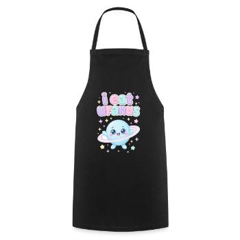 I eat Uranus – kawaii Planet - Kochschürze - Schwarz - Vorne - AI Model Male 185 dark (185cm)