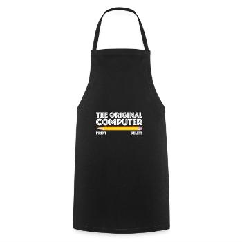 The original computer| Pencil, Eraser - Cooking Apron - black - Front - AI Model Male 185 dark (185cm)