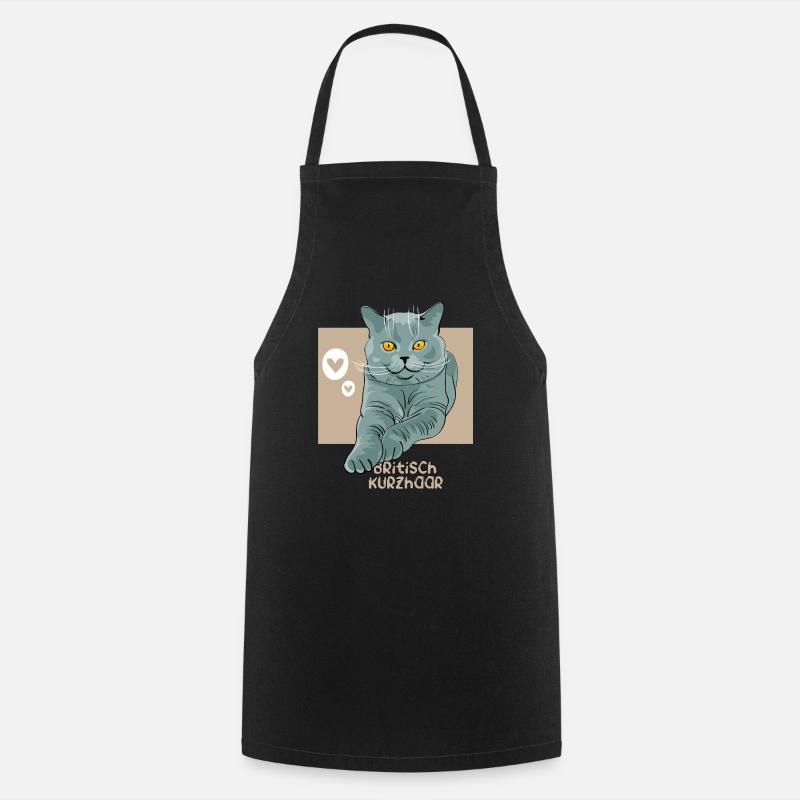 British Shorthair Cat - Cooking Apron - black
