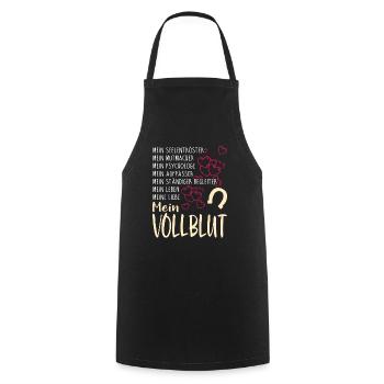 VOLLBLUT - mein - Kochschürze - Schwarz - Vorne - AI Model Male 185 dark (185cm)