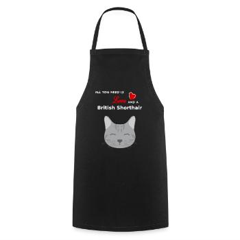 All you need is Love and a British Shorthair I BKH - Kochschürze - Schwarz - Vorne - AI Model Male 185 dark (185cm)