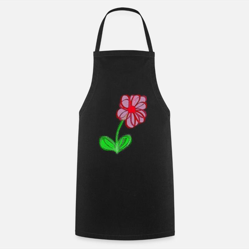 Fleur rouge peinte à la main pixel de fleur abstraite - Tablier de cuisine - noir