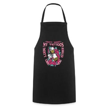 Snake tattoo - picture with woman and roses - Cooking Apron - black - Front - AI Model Male 185 dark (185cm)