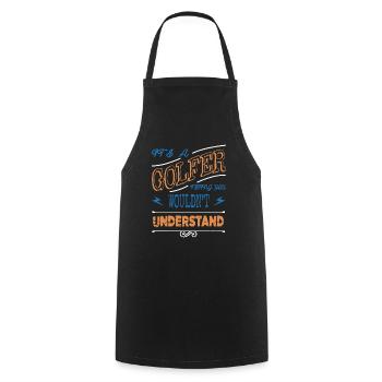 golfjersey funnygolfgift happy fun golf shirt - Cooking Apron - black - Front - AI Model Male 185 dark (185cm)
