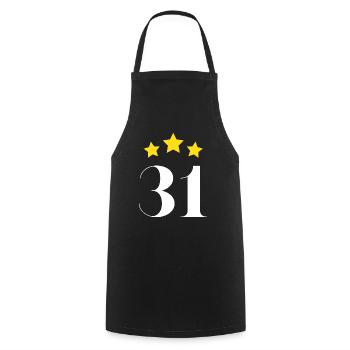 31e anniversaire étoilé - Tablier de cuisine - noir - Devant - AI Model Male 185 dark (185cm)